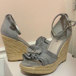Guess brand dusty slate blue wedges